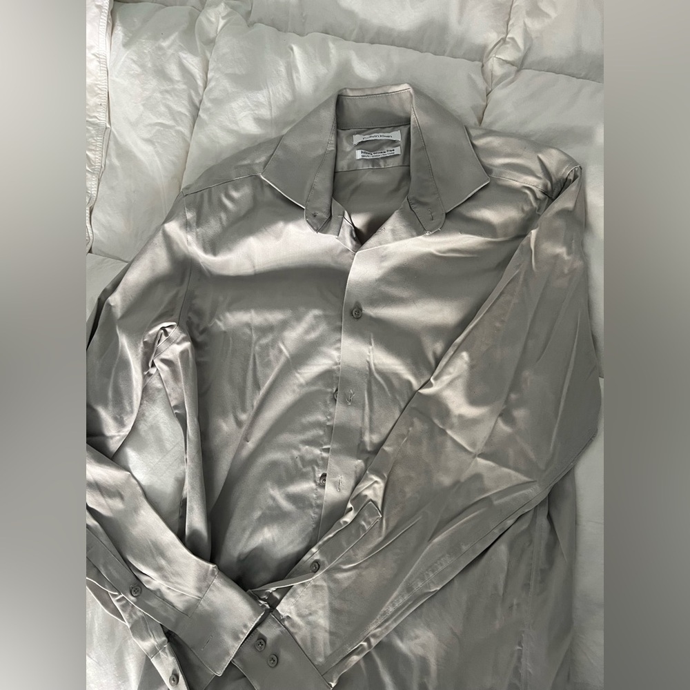 Calvin Klein Metallic Gray Dress Shirt